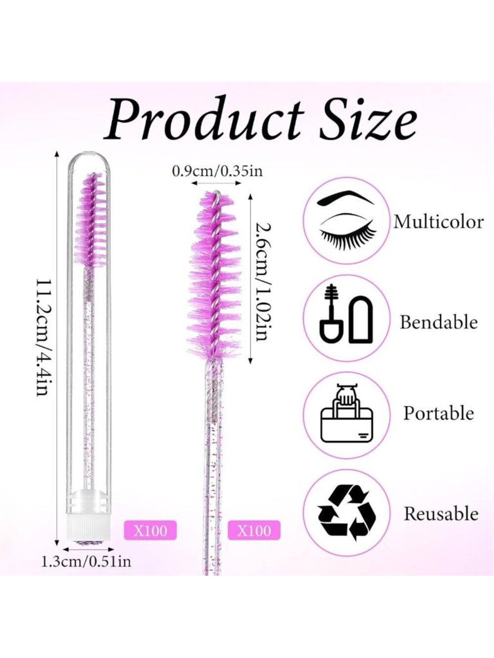 200 Pcs Mascara Wands & Spoolies Set | Colorful Eyelash Extension Tools - Picture 2 of 7